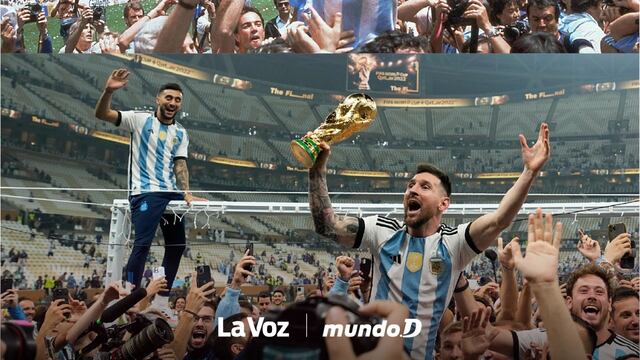 Maradona y Messi con la copa del mundo. Inmortales. (La Voz)