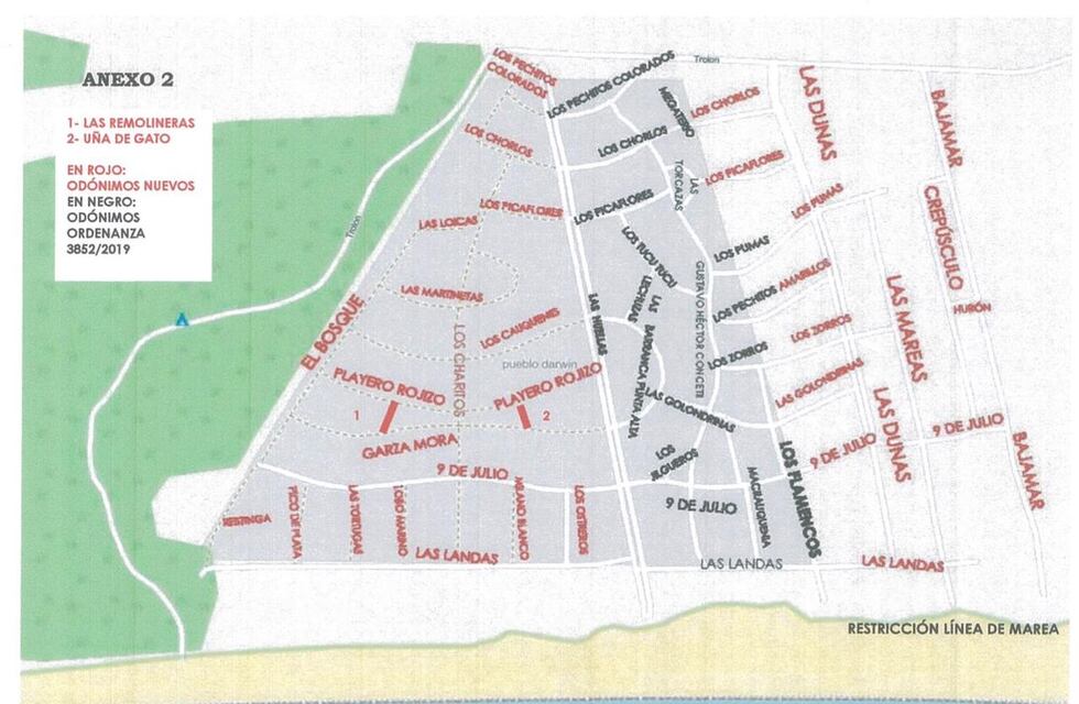 Imponen nombre a las calles de Pueblo Darwin en Pehuen Co