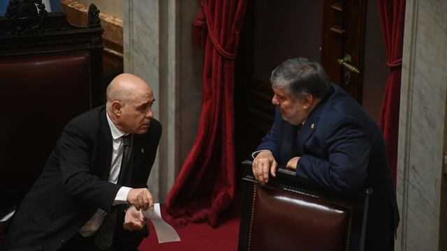 El presidente provisional del Senado, Bartolomé Abdala, y el jefe de Unión por la Patria, José Mayans (Gentileza Clarín)