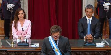 Javier Milei en su discurso en el Congreso. (Captura)