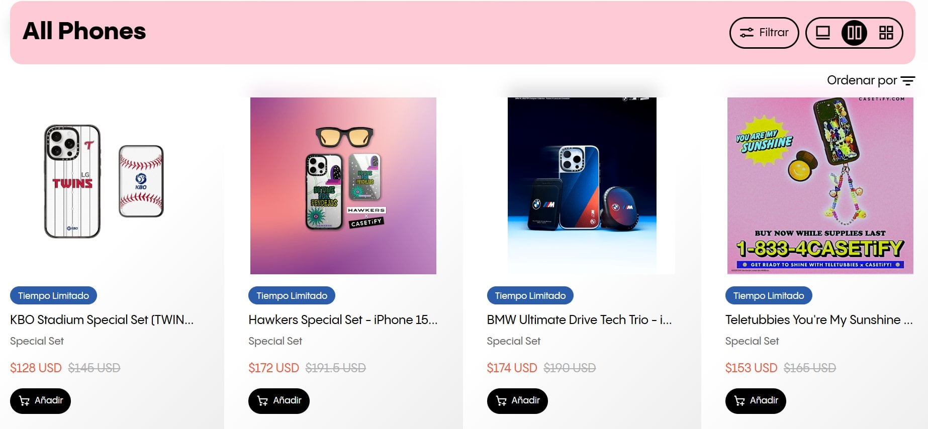 Algunas de las fundas que se pueden conseguir en la web de Casetify.