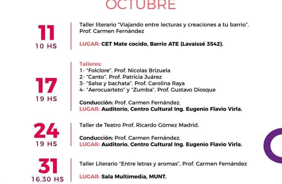 Algunos de los 59 talleres de educaciòn no formal