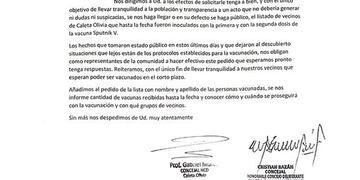 Los concejales Gabriel Murúa y Cristian Bazán presentaron una nota dirigida al director del Hospital, Dr. Covas.