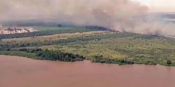 Un incendio de pastizales cerca de la planta nuclear encendió las alarmas. Foto: Los Andes.