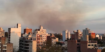 El fuego tiñó de gris una parte del cielo a última hora de la tarde.