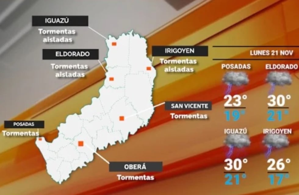 Inicio de semana con lluvias y tormentas aisladas en Misiones