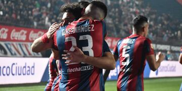Hernández celebra el 1 a 0 de San Lorenzo a Platense. (Prensa San Lorenzo).