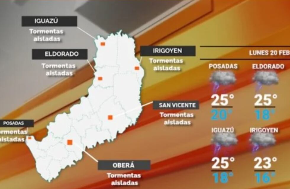 Inicio de semana en Misiones con probabilidad de precipitaciones