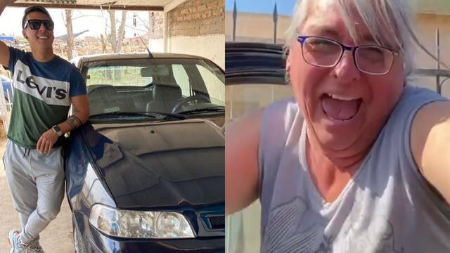 Su hijo la sorprendió: se compró su primera auto y ella se volvió viral.