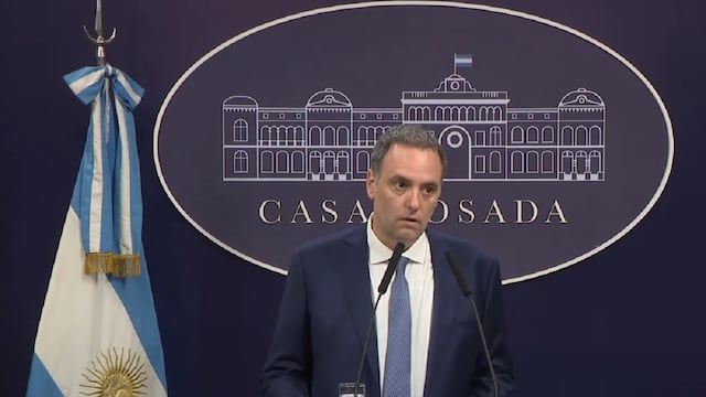 El vocero presidencial Manuel Adorni en conferencia de prensa. Foto: Captura de video