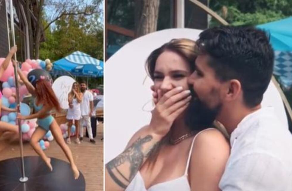 Contrataron bailarinas de pole dance para la revelación de su bebé y el video es viral en Tiktok