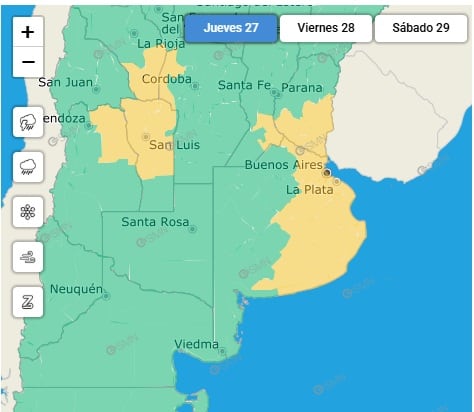Alerta amarilla en el AMBA este jueves