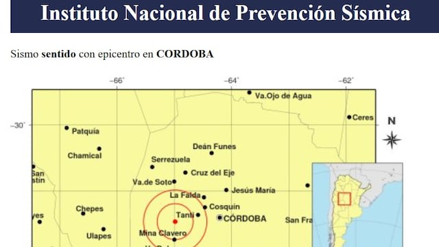 Leve sismo sacudió la región de Tanti y fue percibido en varias localidades de Córdoba