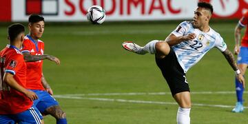 Lautaro Martínez, delantero de Argentina, durante el partido con Chile, por las eliminatorias sudamericanas rumbo a Qatar 2022.