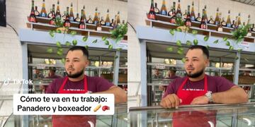 Trabaja una panadería y es boxeador.