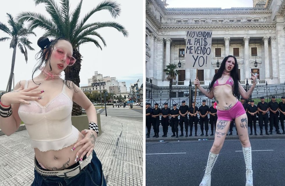 Quién es Milky Dolly, la influencer que apareció en la marcha de la CGT con un polémico cartel
