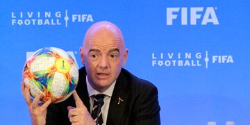 El presidente de la FIFA Gianni Infantino durante una rueda de prensa.