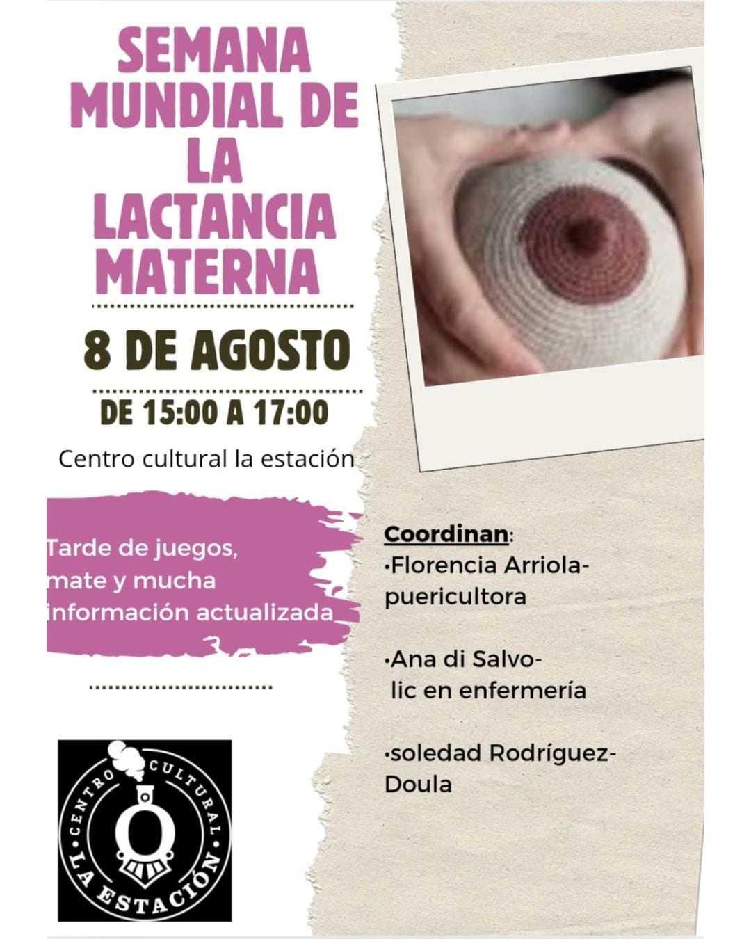Semana Mundial de la Lactancia materna en el Centro Cultural La Estación de Tres Arroyos