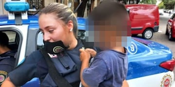 Córdoba. El nene rescatado en las vías del tren (Policía).