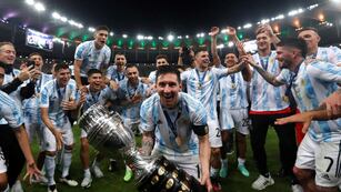 Argentina campeón de América y la locura del plantel. (AP)