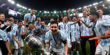 Argentina campeón de América y la locura del plantel. (AP)