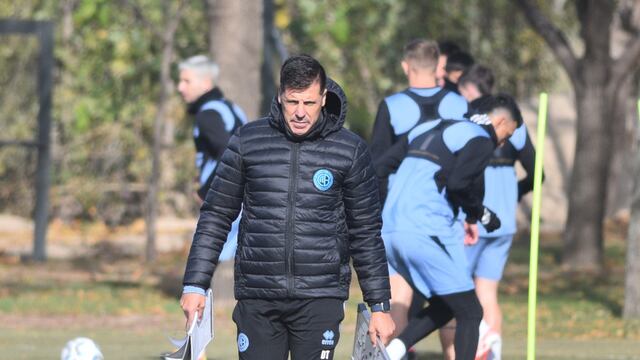 Juan Cruz Real en el primer entrenamiento de Belgrano en el post River.