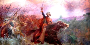 "El Gral. Martín Miguel de Güemes y sus Gauchos " Oleo sobre tela de A. Struch - Salta 1912