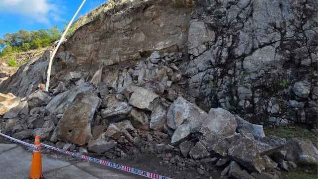 Las imágenes del desmoronamiento en el ingreso al Mirador de Ascochinga.