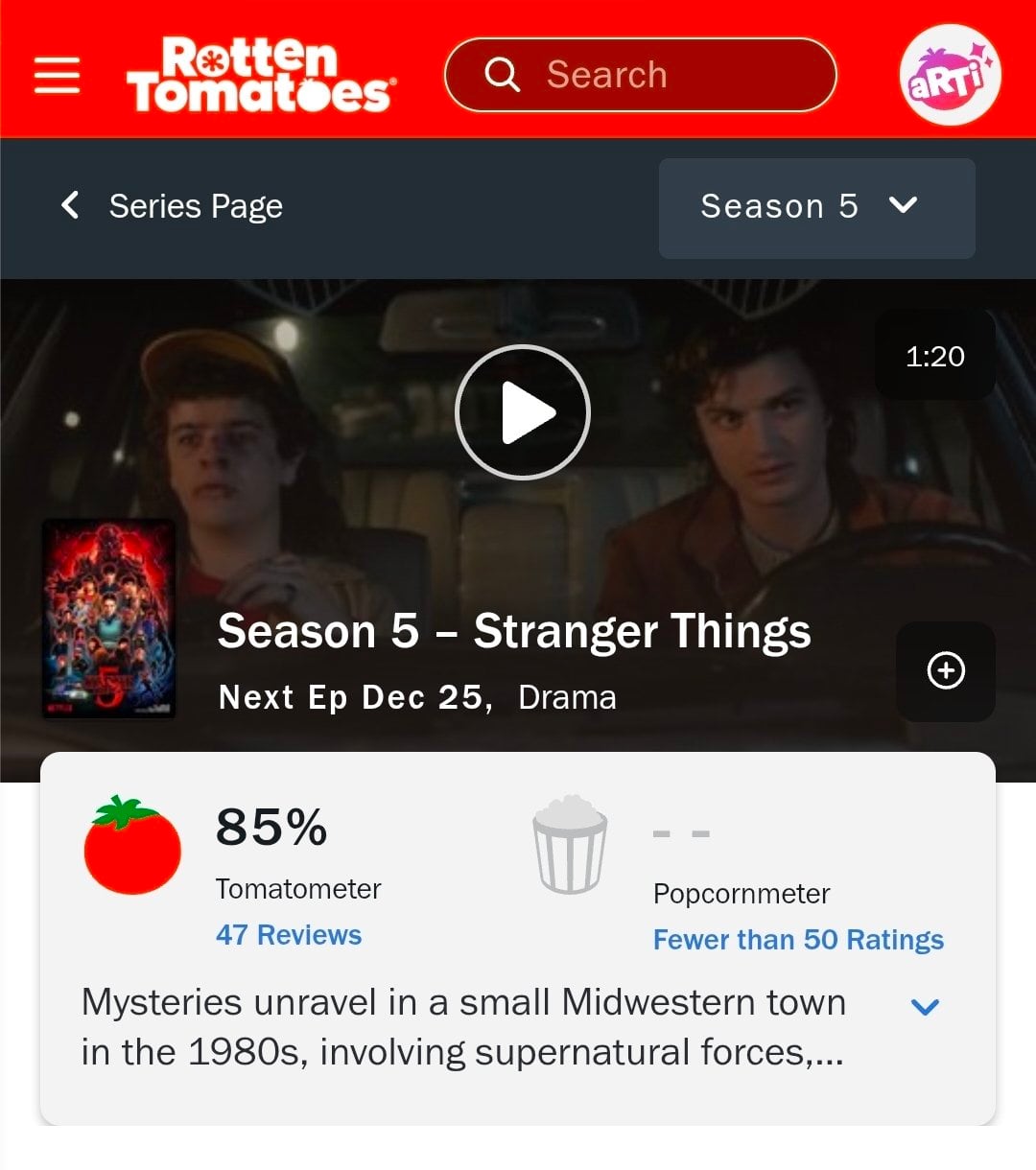 Stranger Things se posiciona en la cima tras el estreno de la quinta temporada.