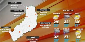 Probabilidades de lluvias y calurosa jornada en este martes en Misiones.