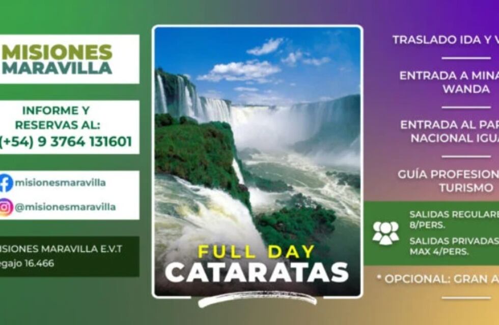 Deleitate con un día a pura naturaleza en Cataratas con Misiones Maravilla EVT