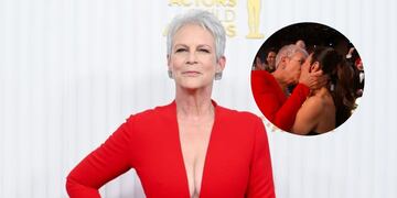 El momento viral en el que Jamie Lee Curtis besó a Michelle Yeoh.