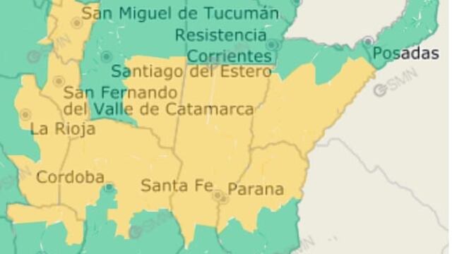 Alerta meteorológico para Rafaela