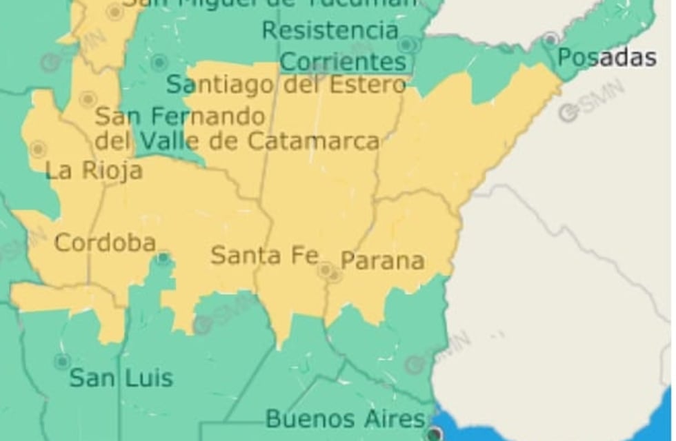 Alerta meteorológico amarillo: tormentas débiles y vientos fuertes en Rafaela