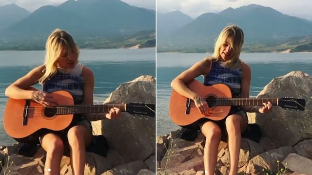 Virginia Da Cunha canta a orillas del Dique Potrerillos.