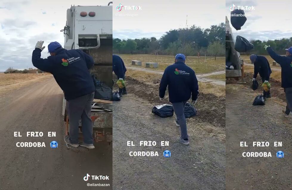 Friazón en Córdoba: el video viral del recolector de basura que se “congeló” trabajando