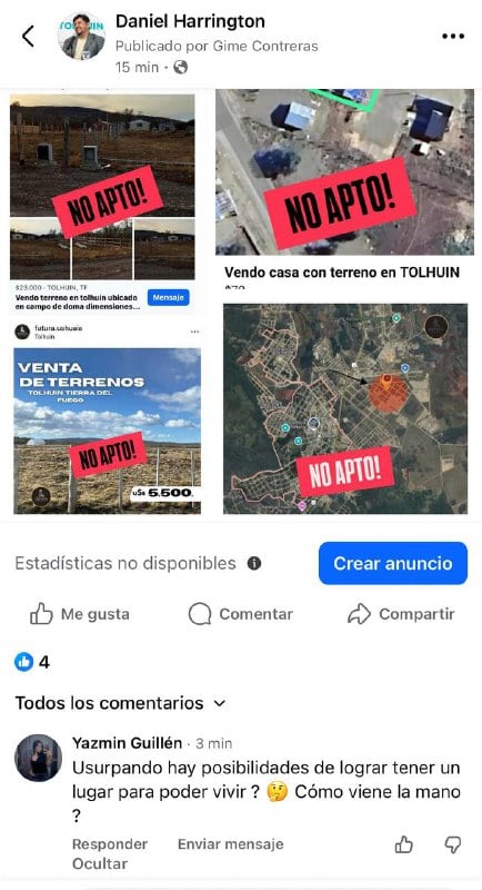 El municipio recomienda no comprar terrenos que no tengan la documentación correspondiente.