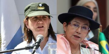 Patricia Bullrich, ministra de Seguridad de Argentina (izq.) - Celinda Sosa, canciller de Bolivia.