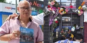 Luis Troche fue agredido en su locutorio, donde la gente se juntó a pedir justicia.