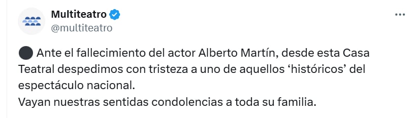 A los 81 años murió el actor Alberto Martín, una de las grandes figuras de la TV, cine y teatro argentino