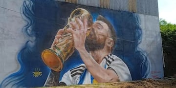 Puerto Esperanza brindó homenaje a Messi con un increíble mural.