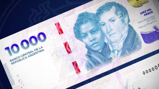 Nuevo billete de $10.000 con Manuel Belgrano y María Remedios del Valle (BCRA)