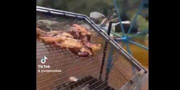 El "asador flotante" que creó un vecino de la provincia.