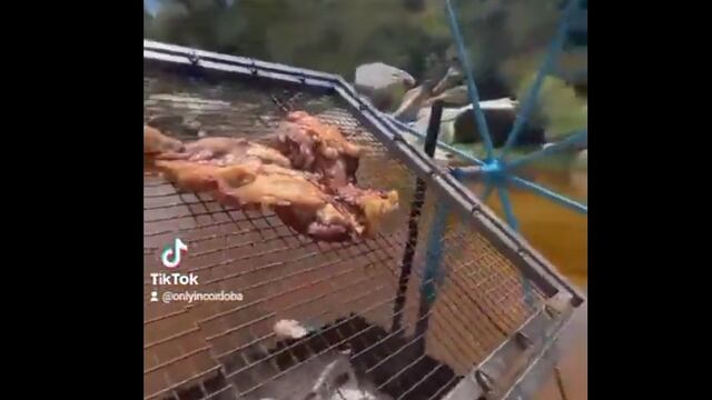 El "asador flotante" que creó un vecino de la provincia.
