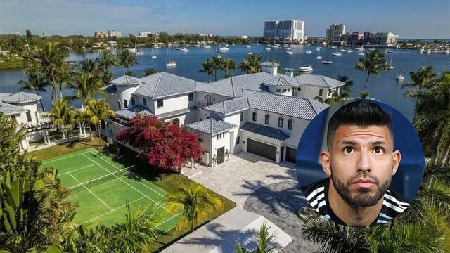 Tiene 13 baños, dos bodegas y hasta sala de cine: así es la lujosa mansión del Kun Agüero en Miami