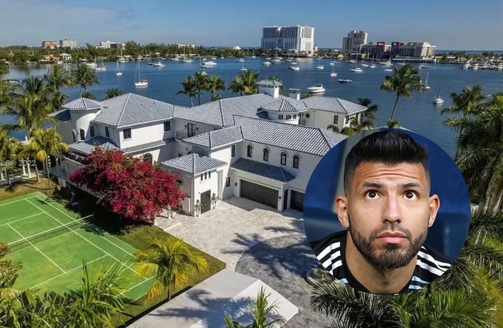 Tiene 13 baños, dos bodegas y hasta sala de cine: así es la lujosa mansión del Kun Agüero en Miami