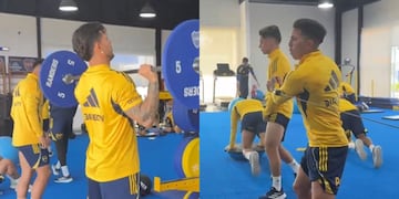 Jugadores de Boca en el gimnasio.