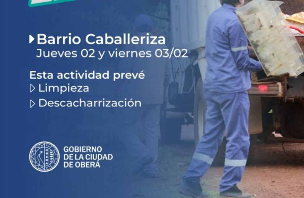 Realizarán un operativo de limpieza en barrio Caballeriza de Oberá