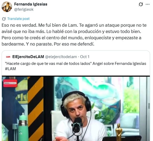 Fernanda Iglesias en X.