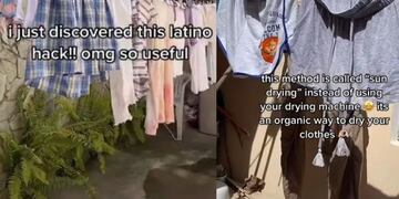 Descubrió que se puede secar la ropa al sol y su video se hizo viral en Tiktok: “Truco latino”.